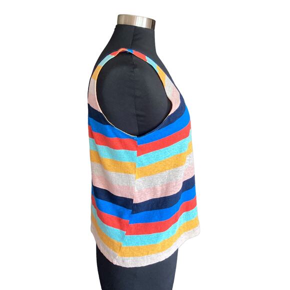 Splendid x Gray Malin Rainbow Striped Linen Blend Tank Top Medium Summer Casual - Picture 3 of 7